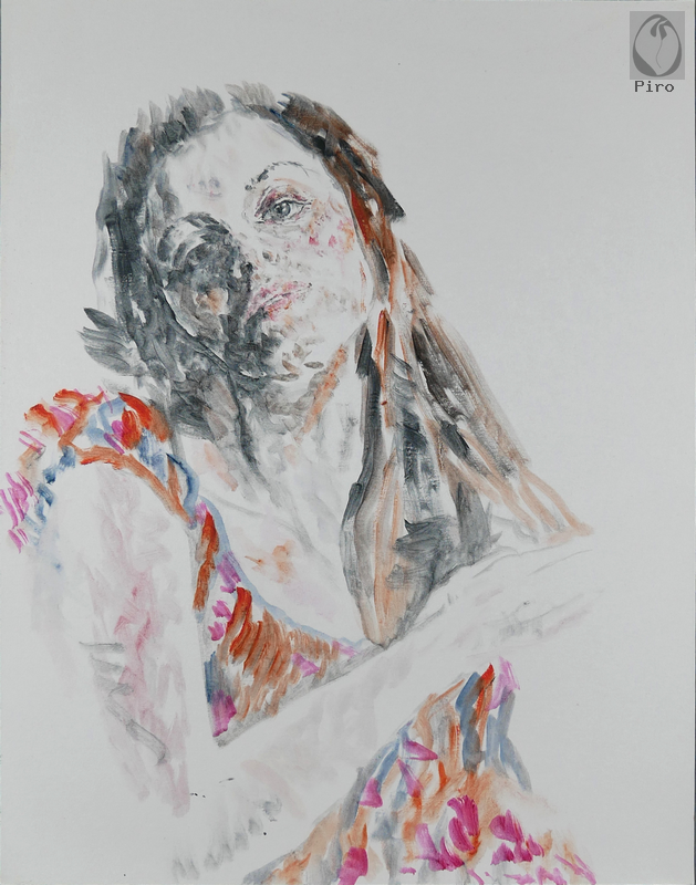 oil on paper - olio su carta di Piro